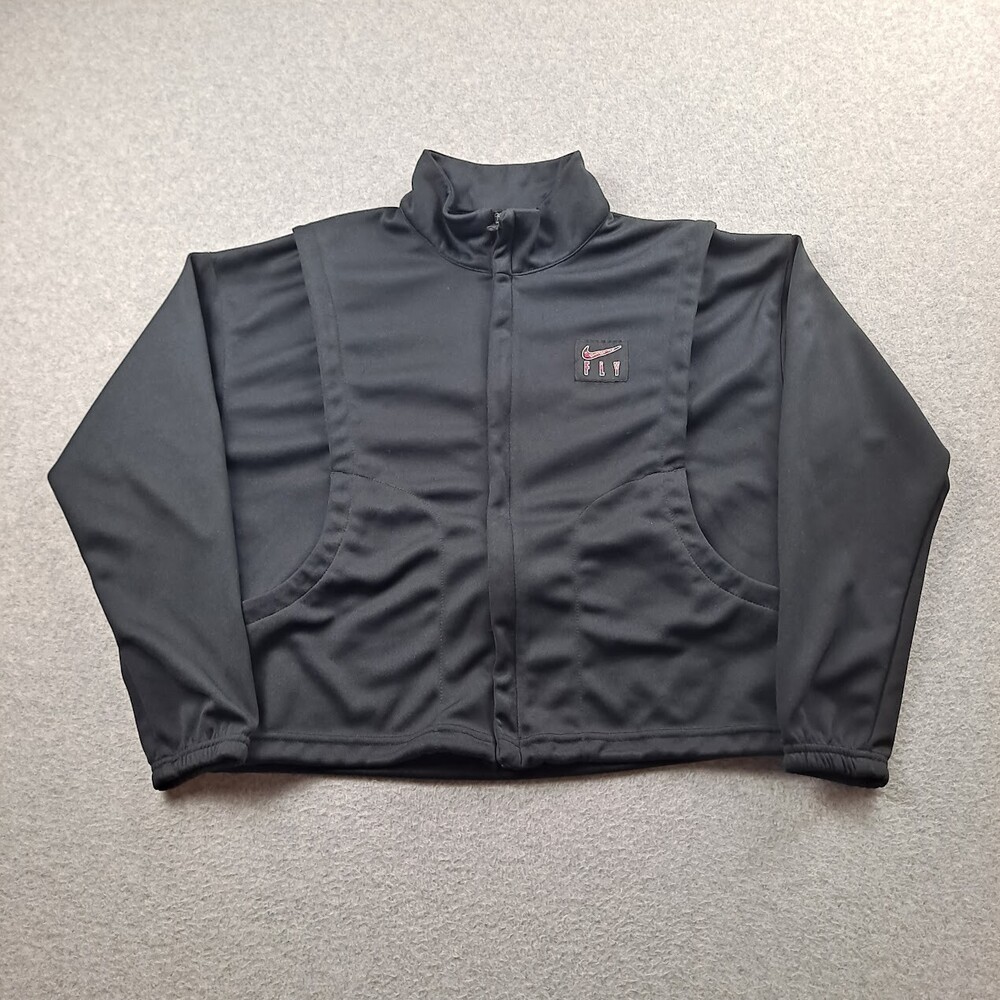 Nike Jacket Woman Medium Black Retro Fly Dri Fit Full Zip Sporty Athleisure Y2K